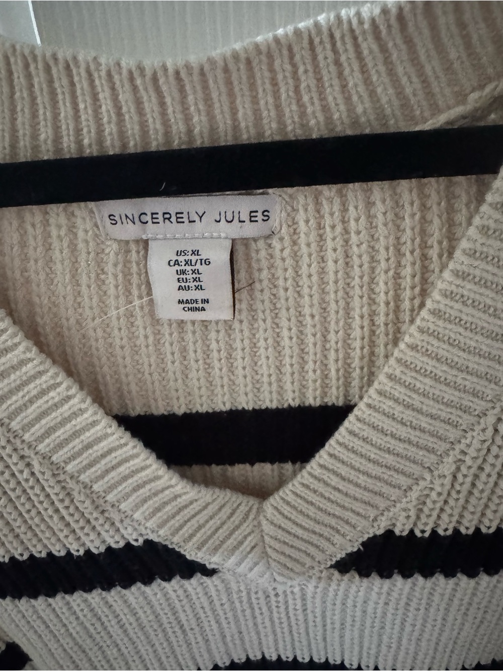 Sincerely Jules Cream Knit Sweater with Black Stripes